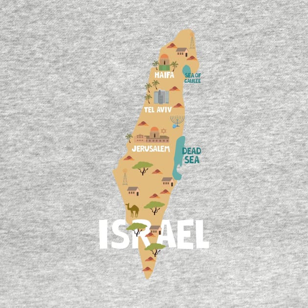 Israel Illustrated Map by JunkyDotCom